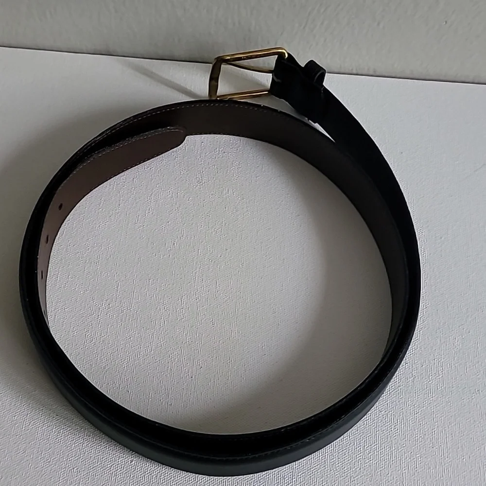 Torino Black European Tanned Cowhide Mens Belt with Brass Buckle Sz 42